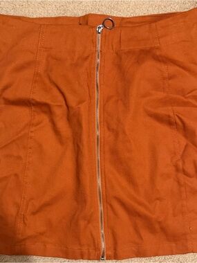 Rue21 Rust Orange Mini Skirt with Center Zip Ring Pull